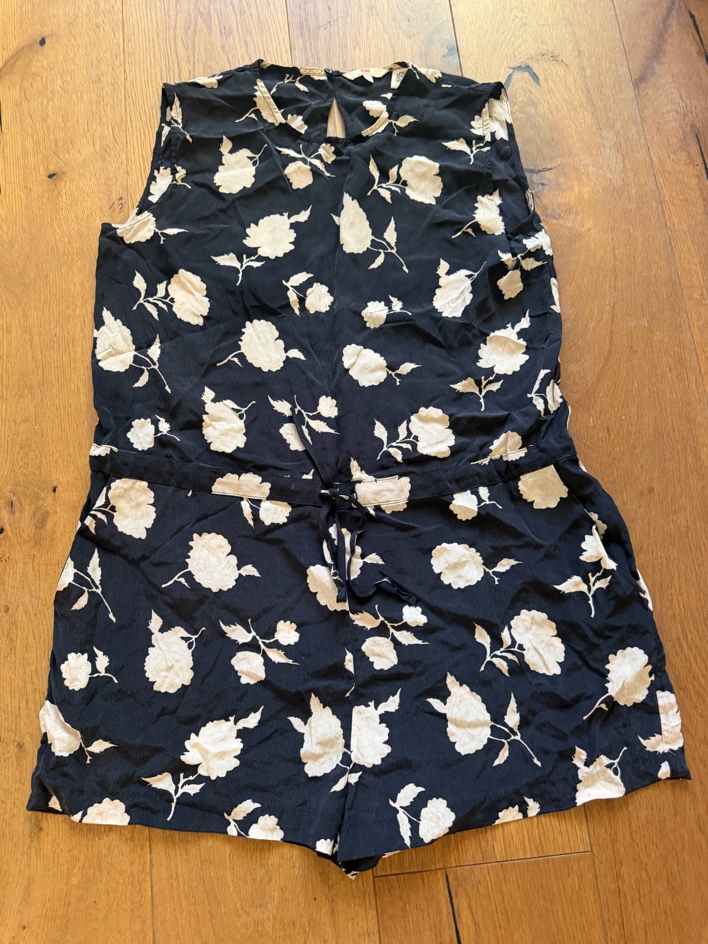 Levi's Black Sleeveless Romper with Cream Floral Print